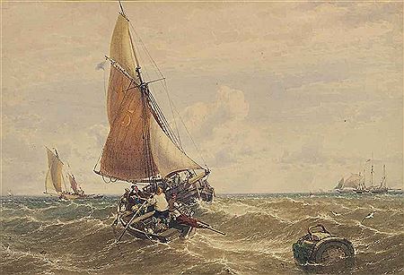 Fishermen hauling in the catch in a stiff breeze by William Roxby Beverley - Auction record, sale price, and art valuation. Compare with similar artists and explore comparable artworks.