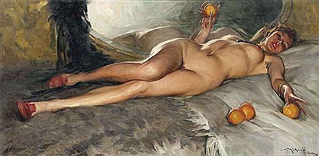 Nude with oranges