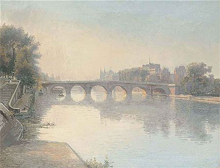 Dusk on the Seine before the Pont Neuf, Paris