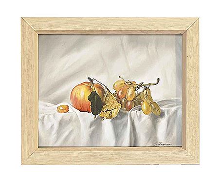 Grapes and a pear; Apple and grapes; Flowers in a glass; and Pomegranate and rose (4)