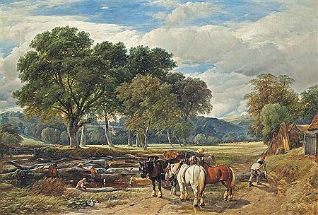 Loggers in an extensive summer landscape