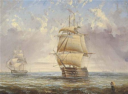 Sample artwork by George Alexander Napier (1823 - 1869), known for maritime paintings, high-seas sailing ships, seascapes - View similar artists and auction records