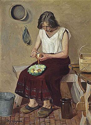 Peeling potatoes