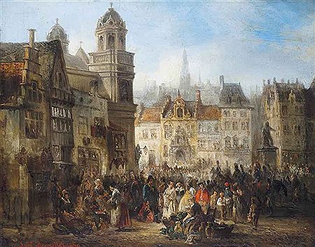 Market day in a Brussels square by Ludwig von Hagn - Auction record, sale price, and art valuation. Compare with similar artists and explore comparable artworks.
