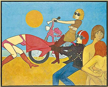 Sample artwork by Ben Sunlight (1935 - 2002), known for figurative and abstract painting, drawing and print making - View similar artists and auction records