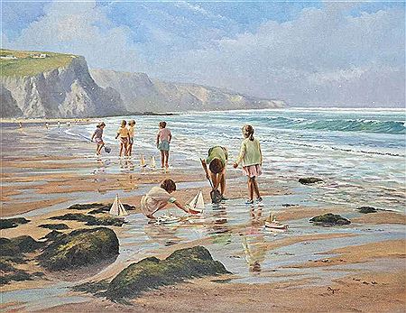 Sample artwork by Ted Dyer (Born 1940), known for landscape paintings in soft colors, light and shade, warmth and friendliness. - View similar artists and auction records