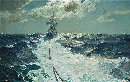 Under tow on a moonlit night