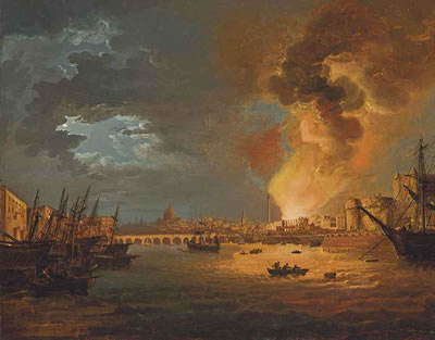 A capriccio of London, with the burning of the Custom House, 1814 by William II Sadler - Auction record, sale price, and art valuation. Compare with similar artists and explore comparable artworks.