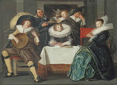 A merry company making music