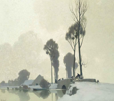 Crossing a bridge in the snow by Alexandre Louis Jacob - Auction record, sale price, and art valuation. Compare with similar artists and explore comparable artworks.