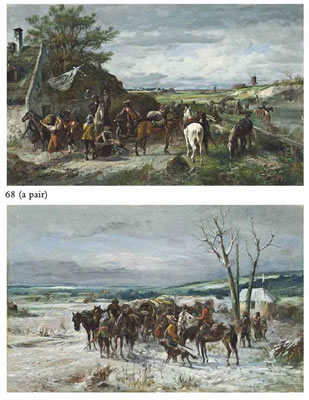 Sample artwork by Alfred (Ritter von Malheim) Friedlander (1860 - 1927), known for historical paintings of horses, bandits and war and camp scenes from 30 years war - View similar artists and auction records