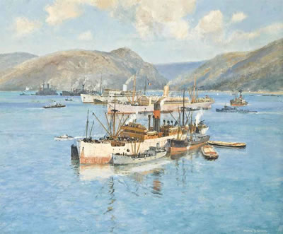Ships lying in the Clyde Anchorage Emergency Port at Holy Loch