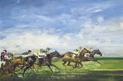 Running hard by Michael Lyne - Auction record, sale price, and art valuation. Compare with similar artists and explore comparable artworks.