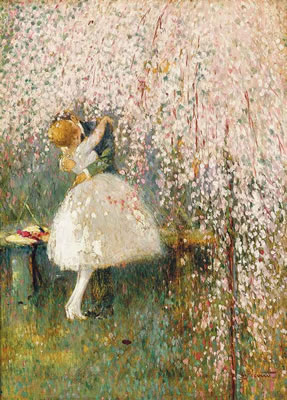 Romance under the blossom tree by Georges Louis Picard - Auction record, sale price, and art valuation. Compare with similar artists and explore comparable artworks.