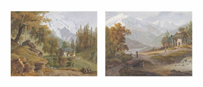 View of the Alps from Saint-Gervais-les-Bains, with the 'Aiguilles de Tré-la-Tête'; and View of the Alps from Magland, with the north slope of the Mont-Blanc massif by Jean Antoine Linck - Auction record, sale price, and art valuation. Compare with similar artists and explore comparable artworks.