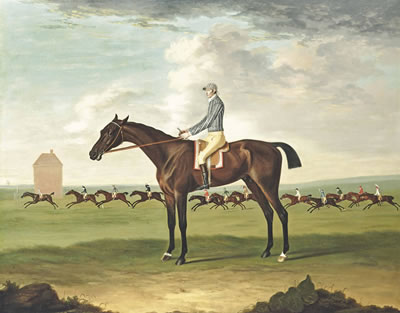 Mr Henry Vernon's bay colt Minister by Camillus out of Sportley with jockey up at Newmarket, 1774