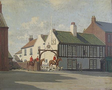 Setting Off from the Star, huntsmen and hounds leaving the Old Star Inn, Bridlington