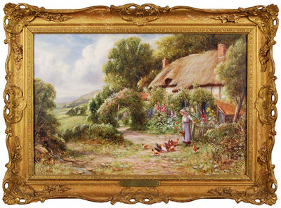 Woman Feeding Chickens
