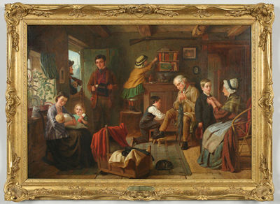 Getting Ready for Church by John Watkins Chapman - Auction record, sale price, and art valuation. Compare with similar artists and explore comparable artworks.