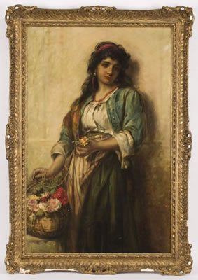 A gypsy girl with flower basket by Thomas Kent Pelham - Auction record, sale price, and art valuation. Compare with similar artists and explore comparable artworks.