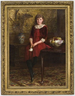 A portrait of Mabel Galloway, daughter of Charles Galloway by Edward John Gregory - Auction record, sale price, and art valuation. Compare with similar artists and explore comparable artworks.