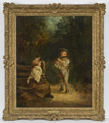Young boy playing flute