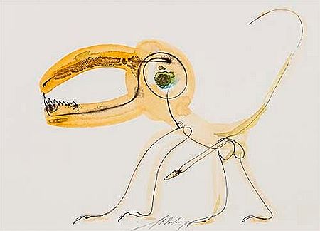 Three original drawings the first titled `Ah ha keep on pecking but wouldn`t you like to know what I know`...(3)