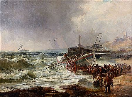 The lifeboat heading out in rough seas by Robert Ernest Roe - Auction record, sale price, and art valuation. Compare with similar artists and explore comparable artworks.