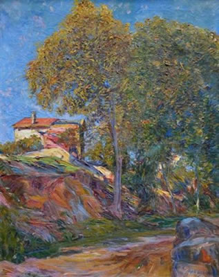Paysage aux grands arbres