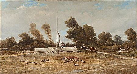 Attelage et femme au puits