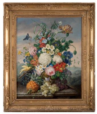 Bouquet de fleurs avec un ananas et du raisin by Johann Knapp - Auction record, sale price, and art valuation. Compare with similar artists and explore comparable artworks.
