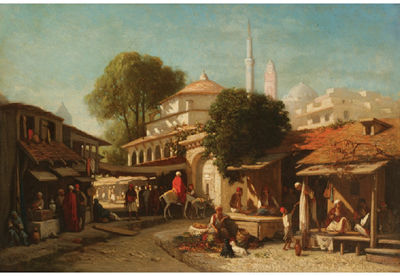 An Arab market by Louis Tesson - Auction record, sale price, and art valuation. Compare with similar artists and explore comparable artworks.