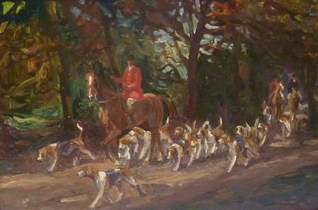 Riding to Hounds through Woodland