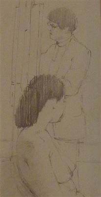 Study of David Hockney with Life Model at Bradford College of Art
