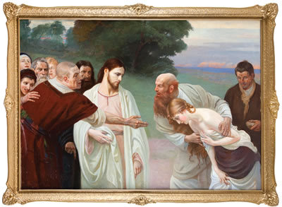 Chrystus i jawnogrzesznica by Joseph Unierzynski - Auction record, sale price, and art valuation. Compare with similar artists and explore comparable artworks.