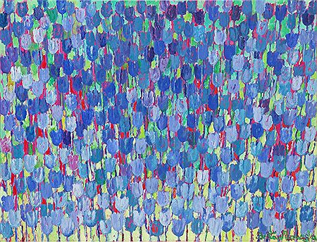 Blue happy tulips