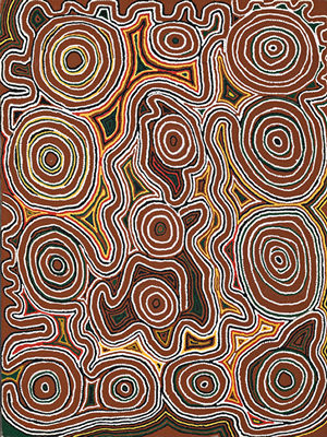 Sample artwork by Sam Tjampitjin (c.1930 - 2003), known for aboriginal painting, ceremonial themes - View similar artists and auction records