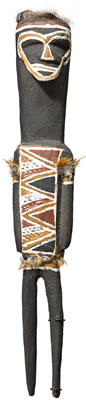 Sample artwork by Tony Bindin Yuwati (Born 1931), known for aboriginal sculpture - View similar artists and auction records