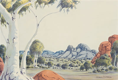 Central Australian Landscape, c1960 by Joshua Ebatarinja - Auction record, sale price, and art valuation. Compare with similar artists and explore comparable artworks.