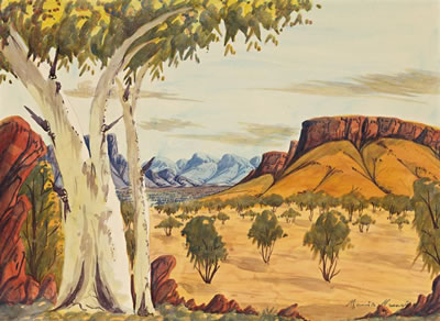 Sample artwork by Maurice Namatjira (1939 - 1977), known for landscape painting - View similar artists and auction records