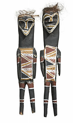 PAIR OF MOKOY FIGURES by Tony Bindin Yuwati - Auction record, sale price, and art valuation. Compare with similar artists and explore comparable artworks.