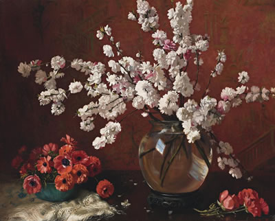 STILL LIFE WITH BLOSSOM IN A GLASS VASE by Albert Sherman - Auction record, sale price, and art valuation. Compare with similar artists and explore comparable artworks.
