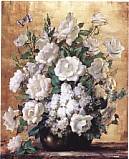 White Roses and Stock with Butterfly