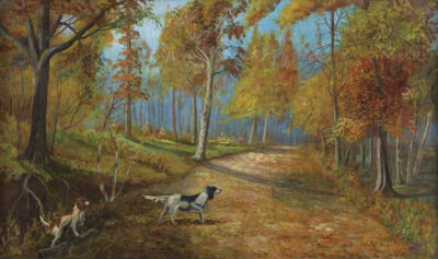 Fall Landscape with Dogs, circa