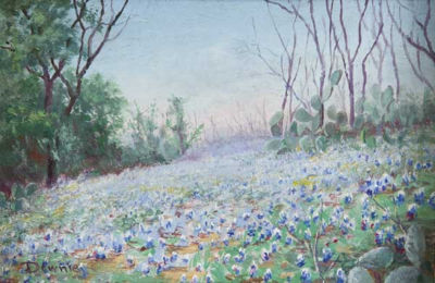 Bluebonnets and Cactus