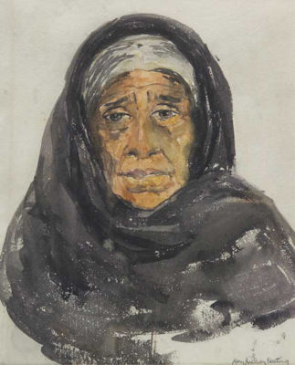 Sample artwork by Mary Aubrey Keating (1894 - 1953), known for modernist figure-genre, mural paintings, graphics, teaching, opera singer - View similar artists and auction records