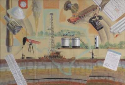 Texas Oil Collage by Warner Hoople - Auction record, sale price, and art valuation. Compare with similar artists and explore comparable artworks.