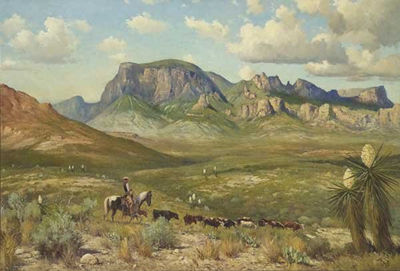 Cowboy and Cattle, 1944 by Porfirio Salinas - Auction record, sale price, and art valuation. Compare with similar artists and explore comparable artworks.