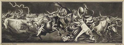 Preliminary Sketch for a Stampede, 1940