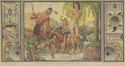 Mural Panels for East Wall, Dining Room, Mimbres Hot Springs, 1935